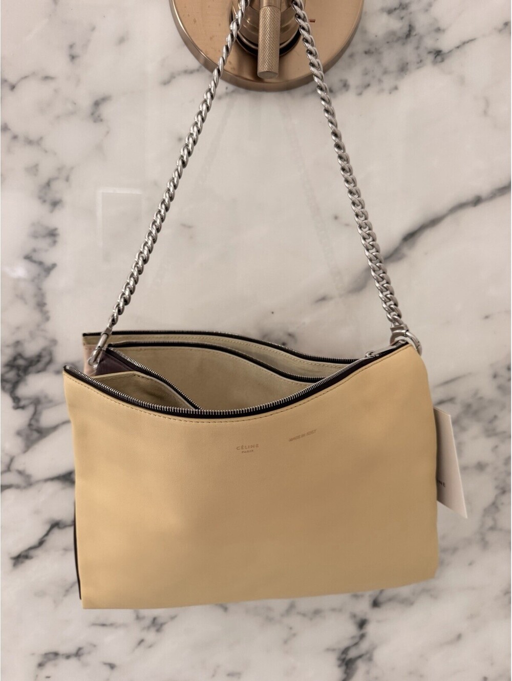 CELINE Chain Trio Bag Lambskin Multicolor Shoulder Clutch 172843QRB NWT $2100